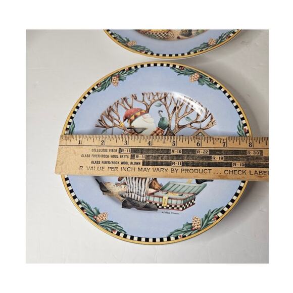 VTG Woodland Santa Plates by Debbie Mumm - Pinecone & Birdhouse Christmas 1998 - Picture 5 of 7